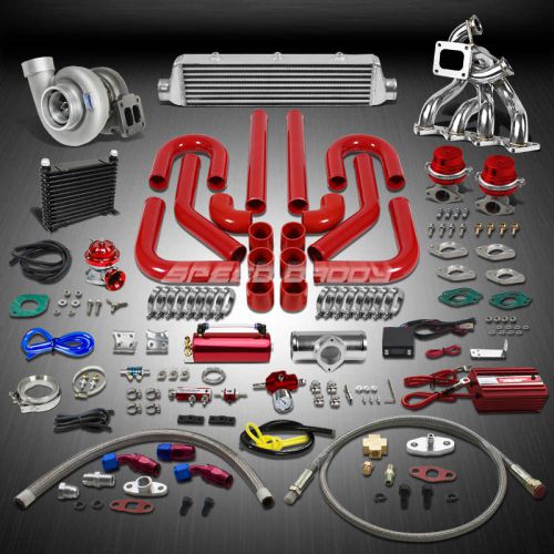 Gt45 800hp+17pc turbo charger+dual wg manifold+intercooler kit for honda b16/b18