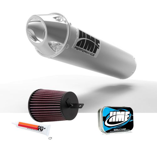 Hmf suzuki ltz 400 2003 - 2008 brushed/polished slip on exhaust muffler + jet kn