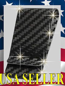 Real gloss carbon fiber money cash bills clip business card holder wallet glossy