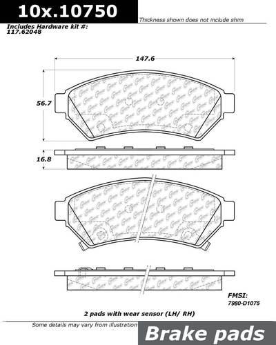 Centric 104.10750 brake pad or shoe, front