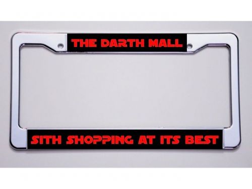 Vader shops here! &#034;the darth mall/sith shopping at its best&#034; license plate frame