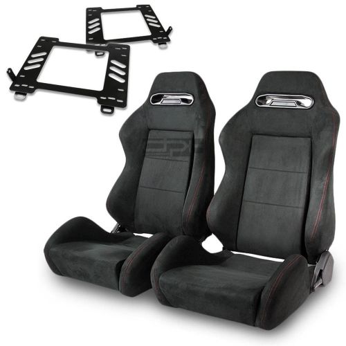 Type-r racing seat full black suede+silder+for 98-05 miata mx-5 nb bracket x2