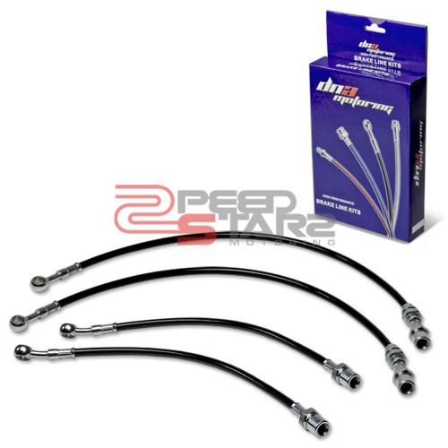 Corolla e90 sr5/gts black pvc stainless hose brake lines/cable front+rear disc