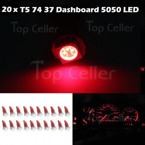 20x t5 74 17 37 wedge instrument panel red 5050-smd led cluster gauge dash lamp