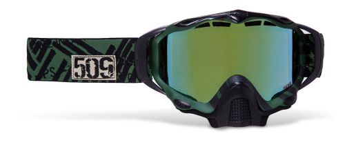 509 x5 sinister combat goggle black / green snow green mirror yellow tint lens