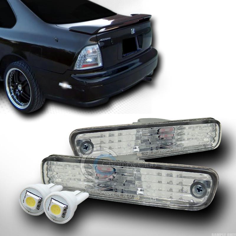 Clear lens side marker bumper light yd+1 smd led bulbs 92-96/97-01 honda prelude