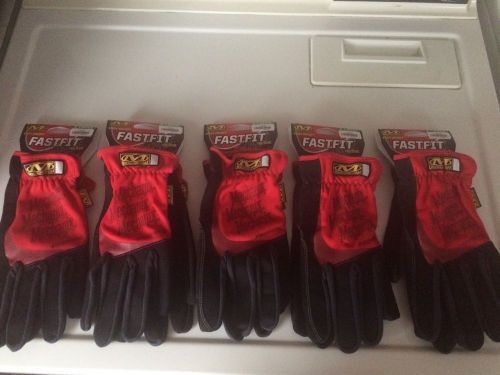 (lot of 5 pairs) mechanix wear fast fit gloves red xl/x-large