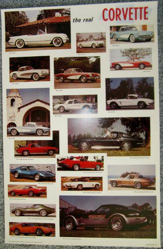 Chevrolet corvette poster 23&#034;x36&#034;  &#034;the real corvette&#034; 19 pictures 1954 - 1978