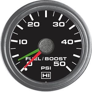 Hewitt industries 2&#034; fuel/boost gauge; 0-50psi (106-102-3r-1)