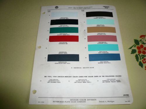 1953 lincoln ditzler color chip paint sample