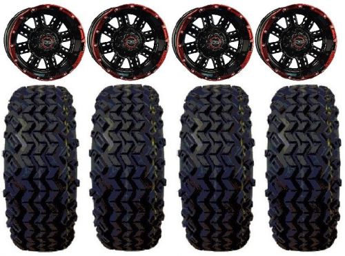 Madjax transformer black/red golf wheels 12&#034; 22x11-12 sahara tires yamaha