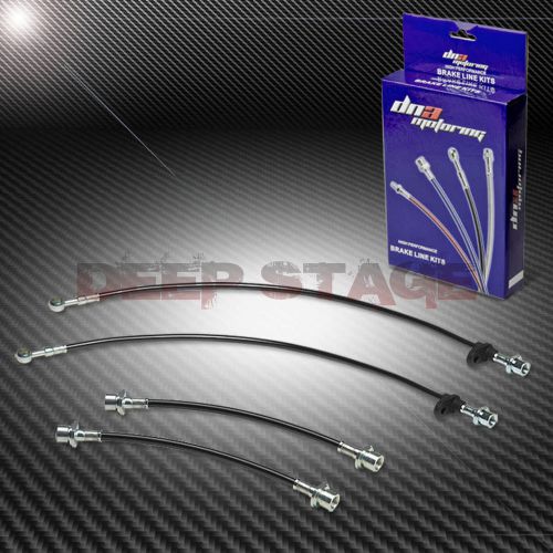 Stainless braided hose racing brake line 93-02 toyota corolla e100 ae101 black