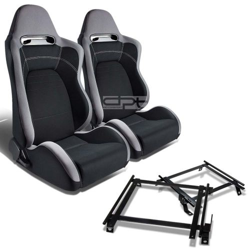 Type-r racing seat gray black cloth+silder+for 90-93 integra da bracket x2