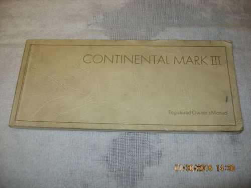 1969 lincoln continental mark iii  owners manual