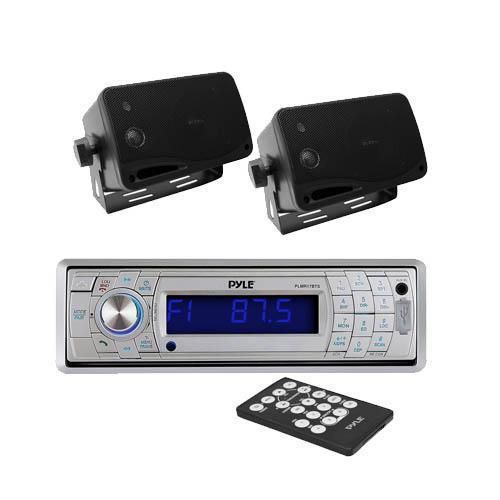 Silver detachable face boat usb stereo &amp; wireless bluetooth 2 black box speakers