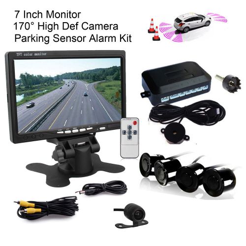 Car rear view reversing radar sensors alarm system 7&#034; monitor backup ccd camera