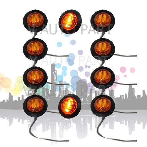 10 mini 12v 3/4&#034; round 3 led amber side light led marker trailer car truck lamp