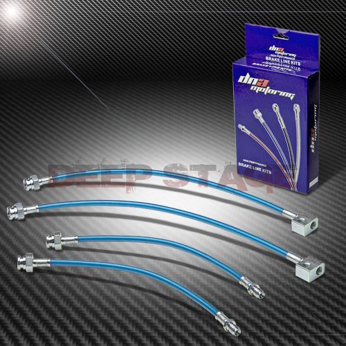 Stainless braided hose race brake line for 96-00 honda civic em1/ej 6/7/8 blue