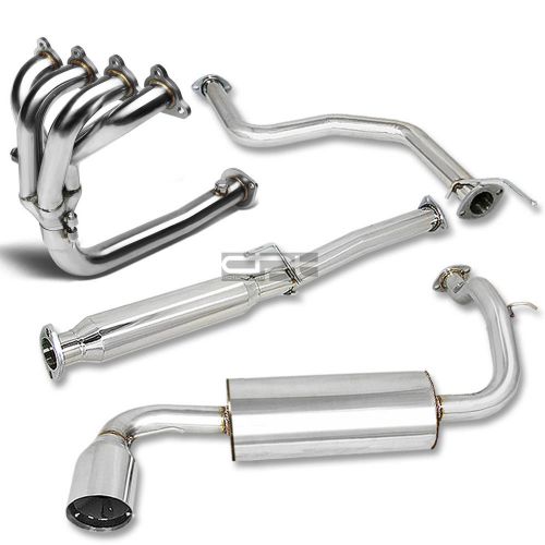 For civic ed 4.5&#034;muffler tip stainless steel catback+4-1 header manifold exhaust