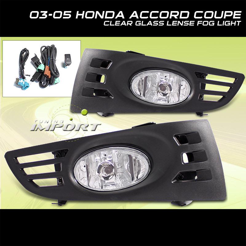 Jdm honda accord coupe clear lense fog lights w switch+wiring harness combo l+r