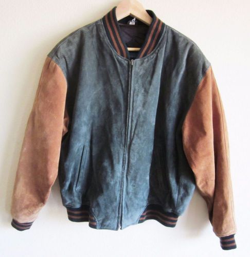 Leather loft basics motorcycle jacket suede mens size medium m