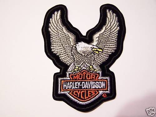 #1140 s harley motorcycle vest patch slvr upwing eagle emb328062