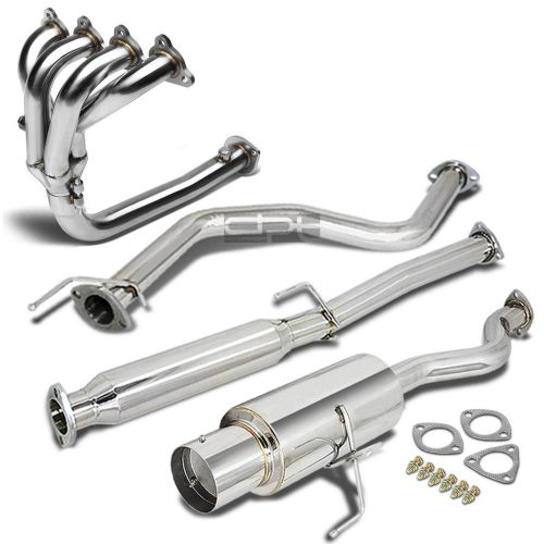 For 92-00 civic ej/eh 4.5&#034;muffler tip stainless steel catback+4-1 header exhaust