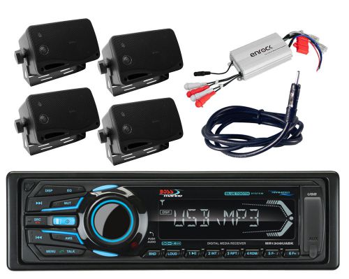 Antenna amplifier 4 black box marine speakers &amp; boss bluetooth usb ipod radio