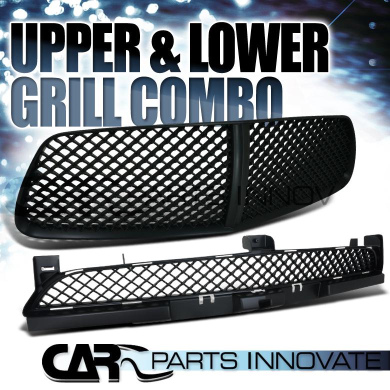 2011-2013 dodge charger mesh honeycomb black upper+lower front hood grille