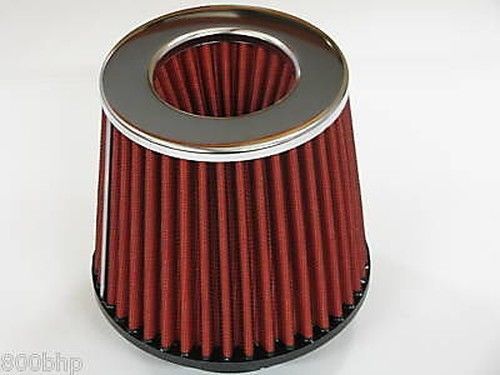 Performance high flow cone air filter (63mm) 6.3cm inch neck diameter red/chrome