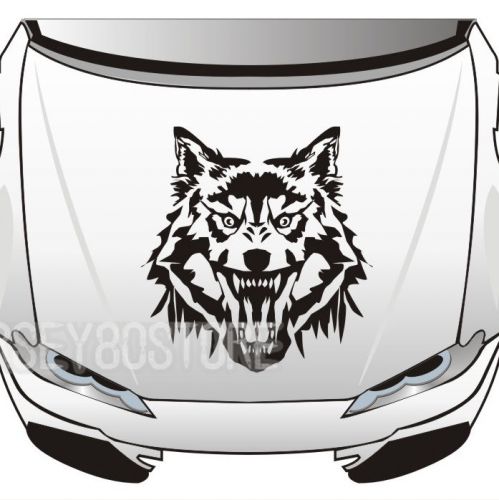 Wolf wolves head car trunk suv hood decal sticker 60cm length black