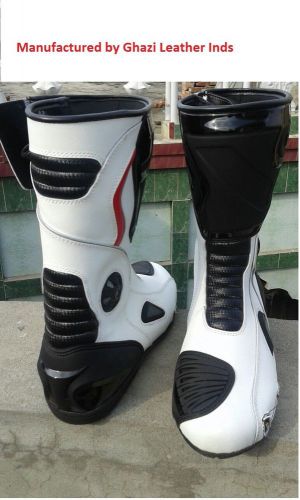 Men motorbike / motorcycle leather racing boot white high tech with all sizes