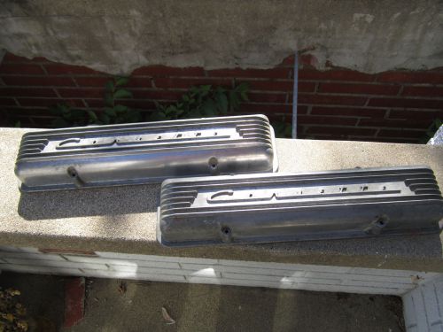 Vintage corvette small box valve covers staggered mounting holes nice!