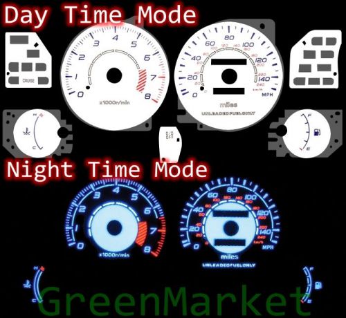 95-00 dodge avenger 2.0l white face blue indiglo glow gauges