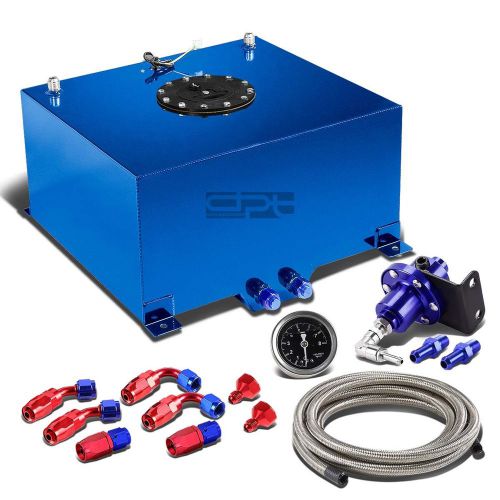 10 gallon aluminum fuel cell tank+cap+oil feed line+1:1 pressure regulator blue