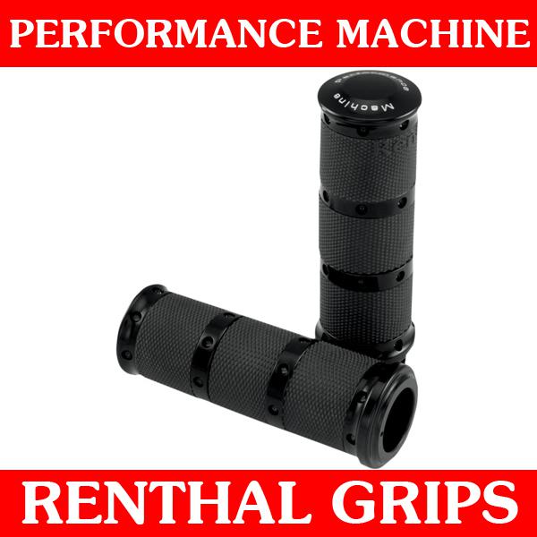 Performance machine black renthal xl handlebar grips 1984-2012 harley sportster