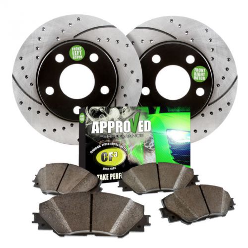 Front kit performance black drilled/slotted brake rotors and ceramic brake pads