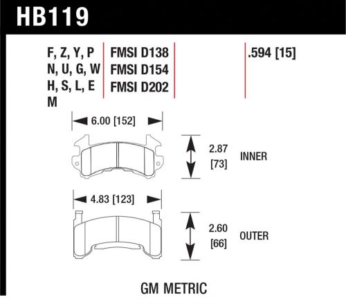 Hawk performance hb119w.594 disc brake pad