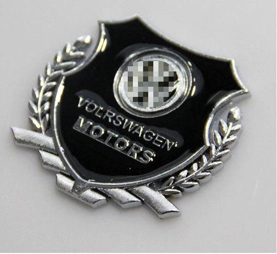 2 x silver metal car marked car emblem badge decal car sticker for "volkswage" 
