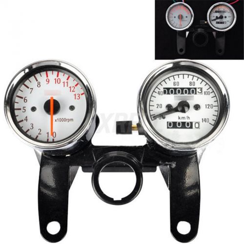 Motorcycle dual odometer speedometer gauge led background light with bracket