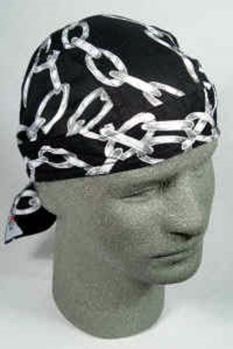 Chain link skull cap head wrap - biker motorcycle riding doo rag