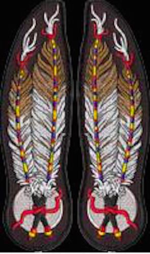Feathers (set of 2) embroidered patch - 8.25&#034;x2.5&#034; - native american indian