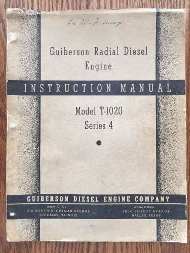 Vtg guiberson radial diesel engine instruction manual t-1020 tank aero wwii ser4