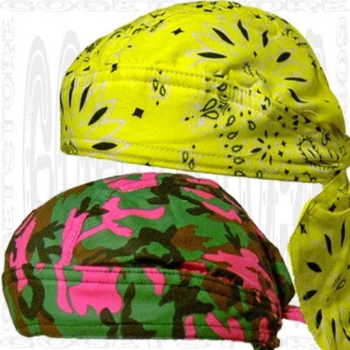 Sunburst-yellow do sweat band skull cap doo rag head 2 lot buy biker du hat