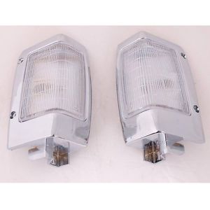 L/r fr corner side lights lamp chrome clear len fit nissan 925 d21 big-m 90-1994