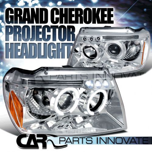 1999-2004 jeep grand cherokee chrome led halo projector headlights