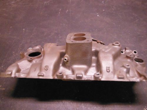 Sb chevy 2 bbl gm high rise intake manifold 14088674 dirt oval track racing iron