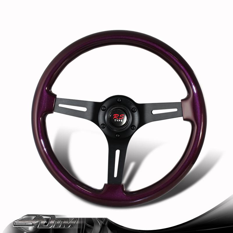 Universal 6-holed bolt 345mm deep dish purple wood grain style steering wheel