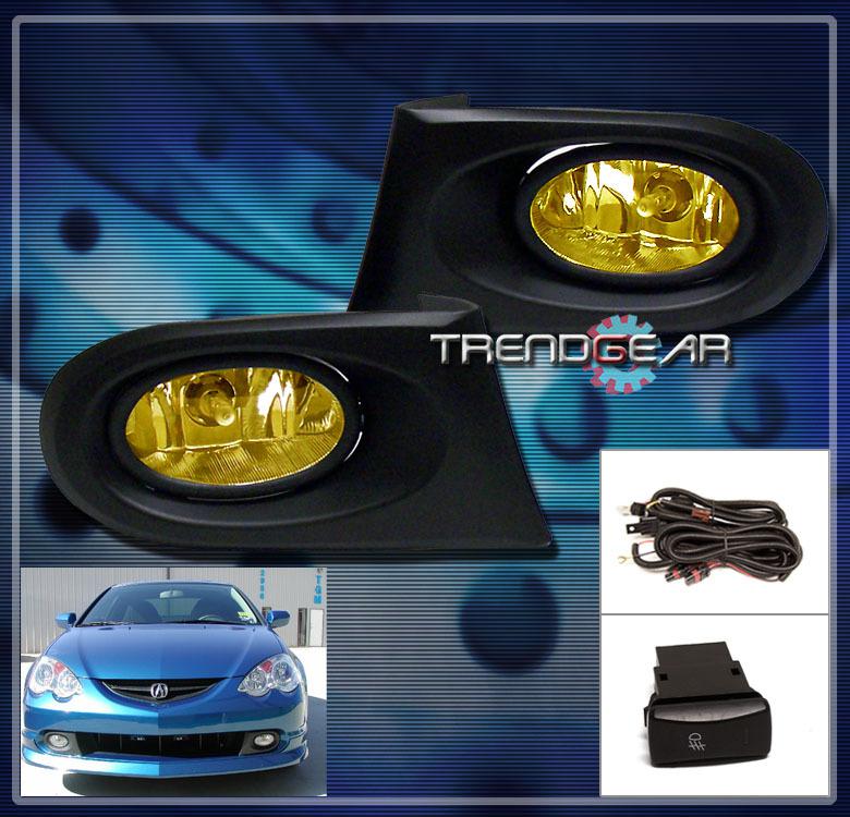 02 03 04 acura rsx coupe 2dr jdm bumper driving yellow fog light lamp+oem switch