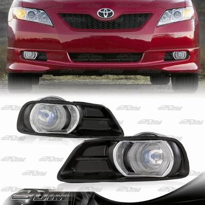 2007-2009 toyota camry clear lens chrome housing halo bumper fog light lamps